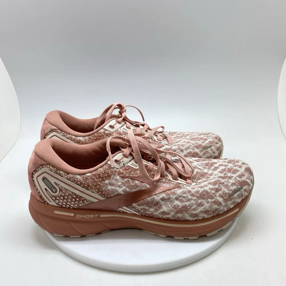 Brooks Sneakers Womens 10 Ghost 14 1203561B265 Pink Print Running Athletic Shoes